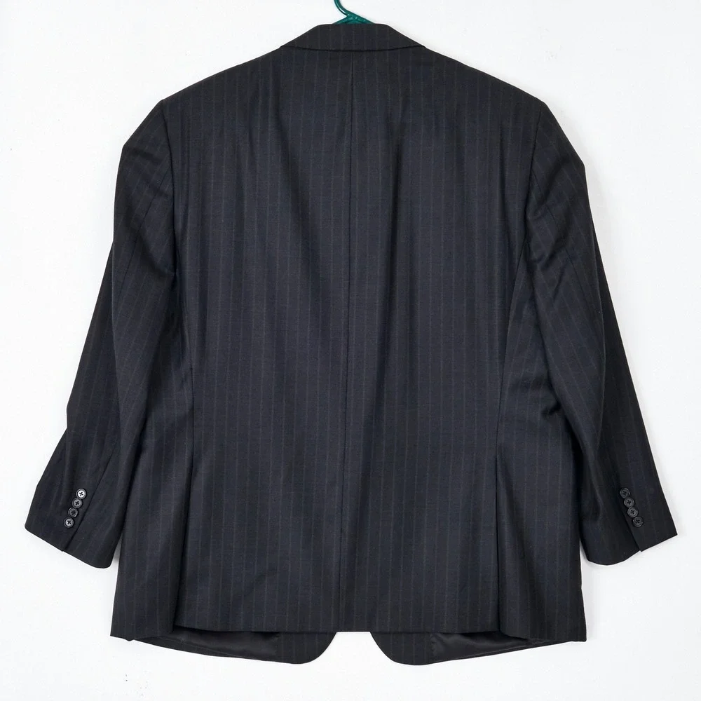Lauren Ralph Lauren Blazer Mens 50L Black Pinstripe 100% Wool Natural Stretch